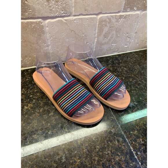 Madewell The Maddie Slide Sandal in Rainbow Stripe Size 7 NWT - Picture 1 of 6